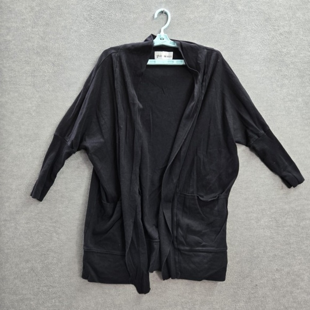 Pact Women Sweater S M Black Cardigan 100% Organic Cotton Dolman Sleeve Pockets
